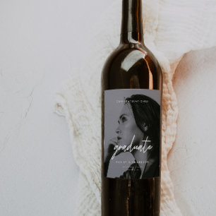 Rótulo De Garrafa De Cerveja Foto de Formatura Preto e Branco com Letra Moderna