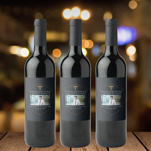 Rótulo De Garrafa De Cerveja Foto de Graduação da Faculdade de Medicina Dourada