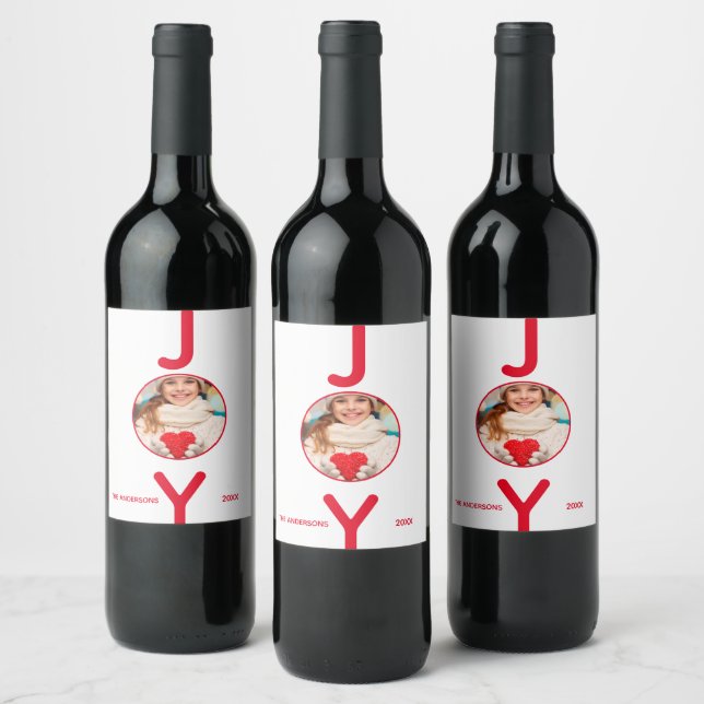 Rótulo De Garrafa De Cerveja Foto de Natal, alegria vermelha moderna minimalist (Garrafas)