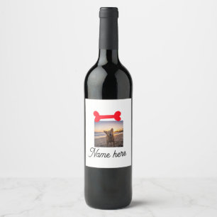 Rótulo De Garrafa De Cerveja Foto de osso de cachorro vermelho presentes simple