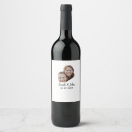 Rótulo De Garrafa De Cerveja Foto do casal com nome e data de casamento simples