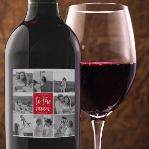 Rótulo De Garrafa De Cerveja Foto Do Casal De Colagem Moderna E Citação Da Lua