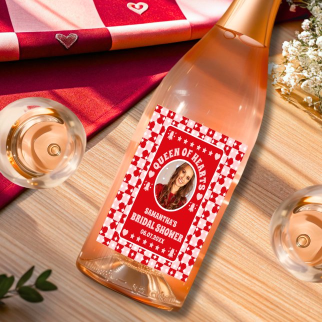 Rótulo De Garrafa De Cerveja Foto Do Chá de panela Retro Queen Of Hearts (Food/Drink Labels)