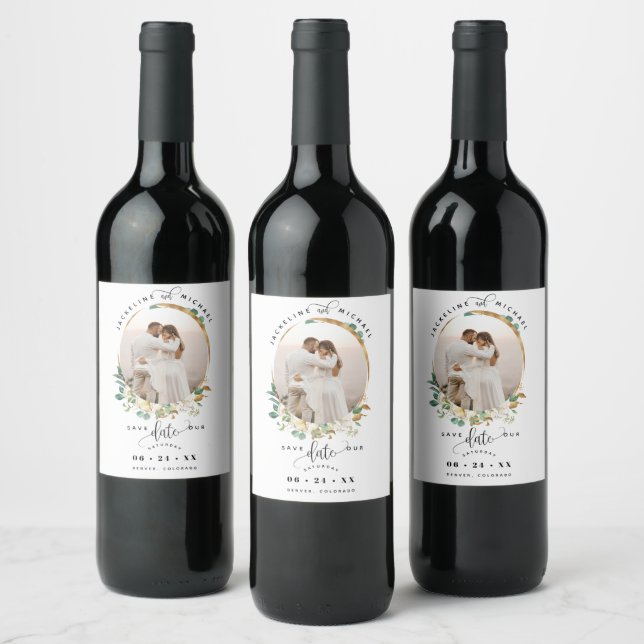 Rótulo De Garrafa De Cerveja Foto: Dourado branco, casamento Salve a data Wi (Garrafas)