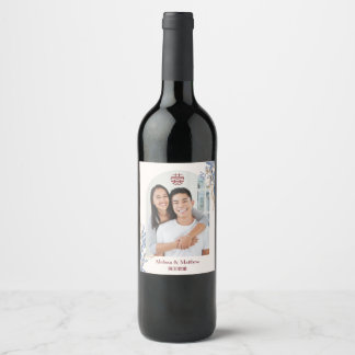Rótulo De Garrafa De Cerveja Foto Elegante Floral Duplo Xi Casamento