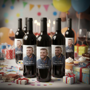 Rótulo De Garrafa De Cerveja Foto Personalizada de Aniversário