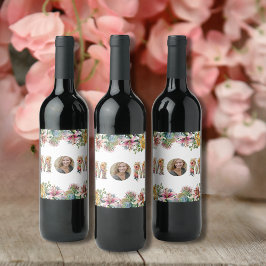 Rótulo De Garrafa De Cerveja Foto personalizada do Dia de as mães de flores MOM