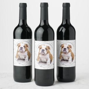 Rótulo De Garrafa De Cerveja Foto Personalizada: Pet Dog Birthday Silver Glitte