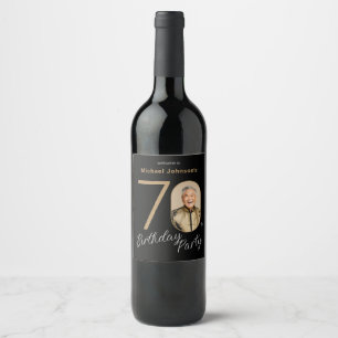 Rótulo De Garrafa De Cerveja Foto Preto Ouro Aniversário de 70 anos 