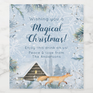 Rótulo De Garrafa De Cerveja Fox de inverno Neve Personalizada Natal