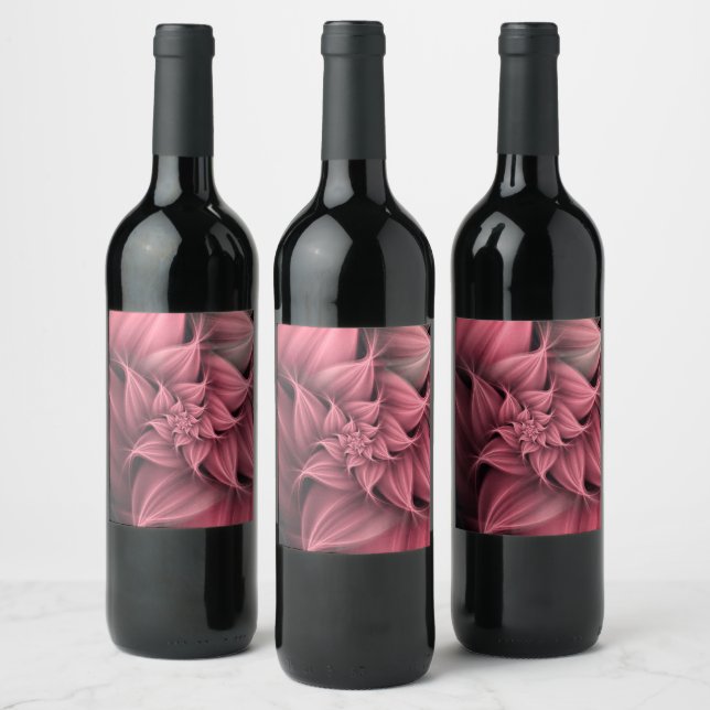 Rótulo De Garrafa De Cerveja Fractal de Flor Rosa Fantástico (Garrafas)