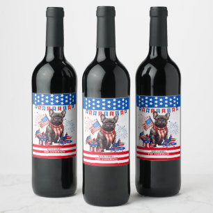 Rótulo De Garrafa De Cerveja Francês Bulldog Feliz 4 De Julho, América Patrióti
