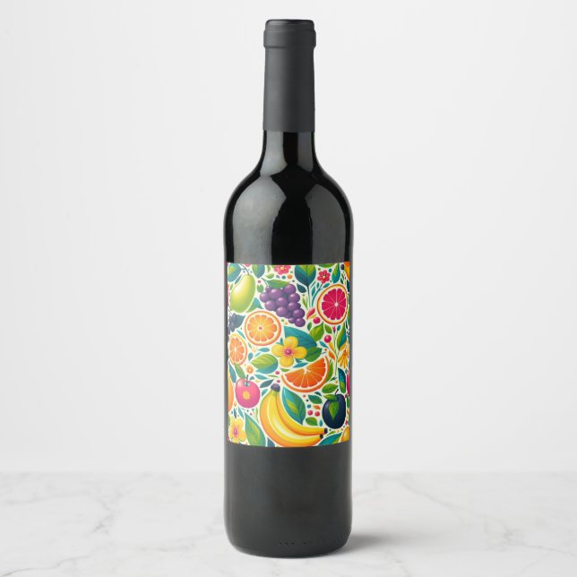 Rótulo De Garrafa De Cerveja Frutas coloridas (Frente)