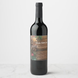 Rótulo De Garrafa De Cerveja fundo de madeira com pinhas        