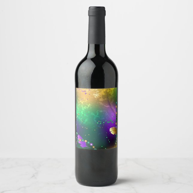 Rótulo De Garrafa De Cerveja Fundo márdi iridescente com miçangas (Frente)
