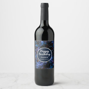 Rótulo De Garrafa De Cerveja Galáxias, estrelas e planetas coloridas