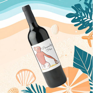Rótulo De Garrafa De Cerveja Garota de praia vintage com verão elegante de conc
