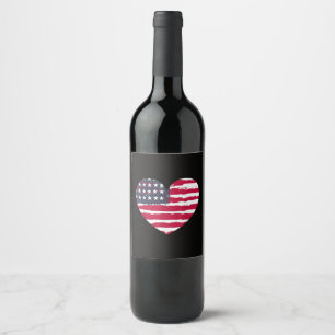 Rótulo De Garrafa De Cerveja Garota Patriótica Coração da Bandeira Americana 4