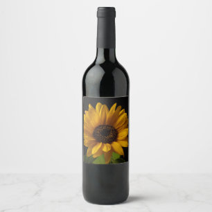 Rótulo De Garrafa De Cerveja Garrafa com flor de girassol