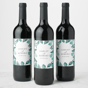 Rótulo De Garrafa De Cerveja Garrafa de Casamento Personalizado Elegante Teal G