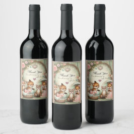 Rótulo De Garrafa De Cerveja Garrafa de vinho chá de fraldas Obrigado Conjunto
