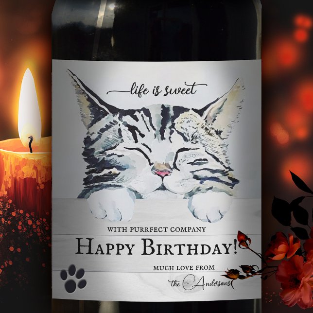 Rótulo De Garrafa De Cerveja Gatinho doce Rótulo de Vinho de Aniversário (Criador carregado)