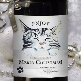 Rótulo De Garrafa De Cerveja Gatinho doce Rótulo de Vinho de Natal de inverno