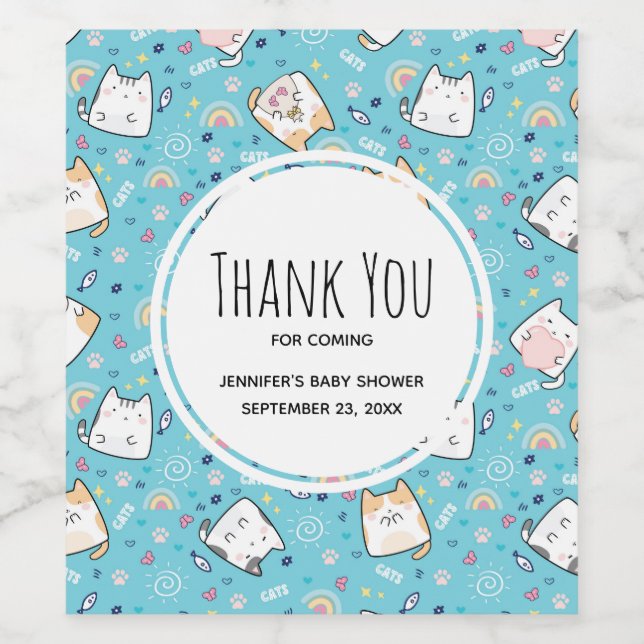 Rótulo De Garrafa De Cerveja Gatinho Gatinho Gato, Padrão Whimsical (Rótulo Único)