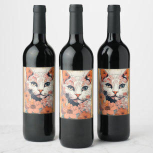 Rótulo De Garrafa De Cerveja Gato Artístico