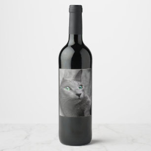 Rótulo De Garrafa De Cerveja Gato-azul-russo com olhos verdes