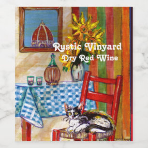 RÓTULO DE GARRAFA DE CERVEJA GATO DE COZINHA DE TUSCÂNCIA, VIDRO DE VINHO DE F