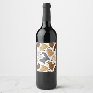 Rótulo De Garrafa De Cerveja Gato de gato giro padrão, Maine Coon