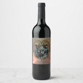 Rótulo De Garrafa De Cerveja Gato místico do Egito, preto como a noite,