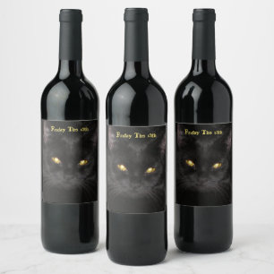 Rótulo De Garrafa De Cerveja Gato Negro Assustador na sexta-feira o rótulo do