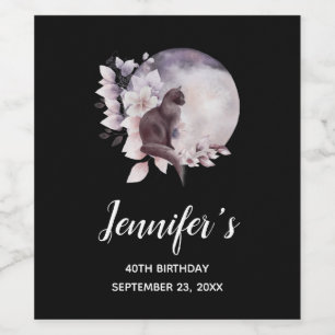 Rótulo De Garrafa De Cerveja Gato Negro por um Aniversário de Lua Mágica