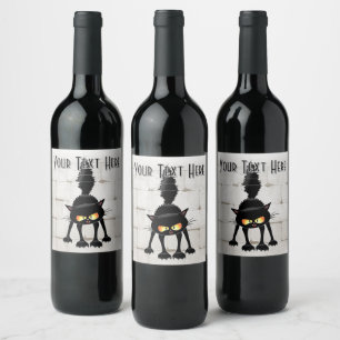 Rótulo De Garrafa De Cerveja Gato Preto Cartoon Engraçado e Feroz 