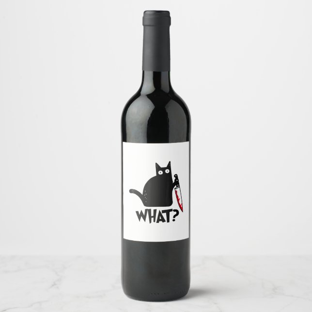 Rótulo De Garrafa De Cerveja Gato Que_ Engraçado Gato Preto  (Frente)