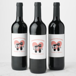 Rótulo De Garrafa De Cerveja Gatos De Casamento Gota Branca Elegante E Preta