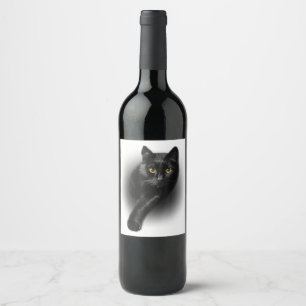 Rótulo De Garrafa De Cerveja Gatos de T-Shirt de Olhos Amarelos de Gato Negro