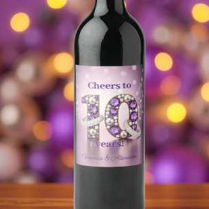 Rótulo De Garrafa De Cerveja Gemstone & Diamond Rings - Gemstone do 10º Anivers