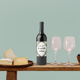 Rótulo De Garrafa De Cerveja Geométrico Moderno com Casamento de Flores Pequena