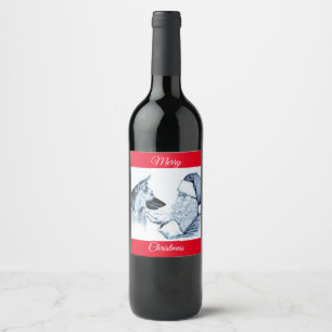 Rótulo De Garrafa De Cerveja German shepherd e Papai Noel