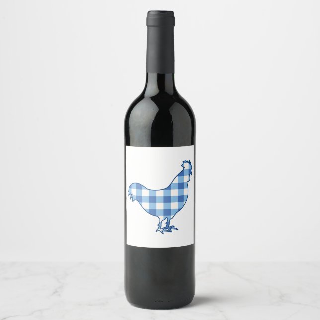 Rótulo De Garrafa De Cerveja Gingham Rooster (Frente)