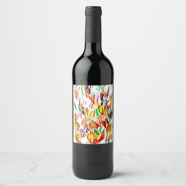 Rótulo De Garrafa De Cerveja Girassóis e abelhas  (Frente)