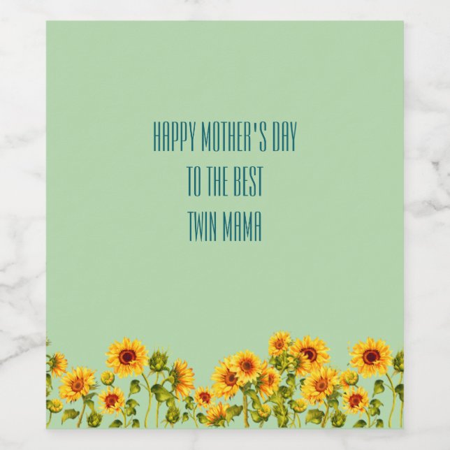 Rótulo De Garrafa De Cerveja Girassóis floridos Gêmeos Dia de as mães (Rótulo Único)