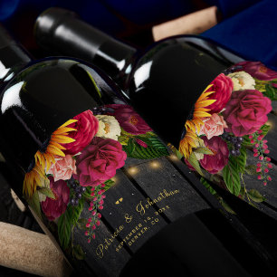 Rótulo De Garrafa De Cerveja Girassol russo e rosas casados personalizados