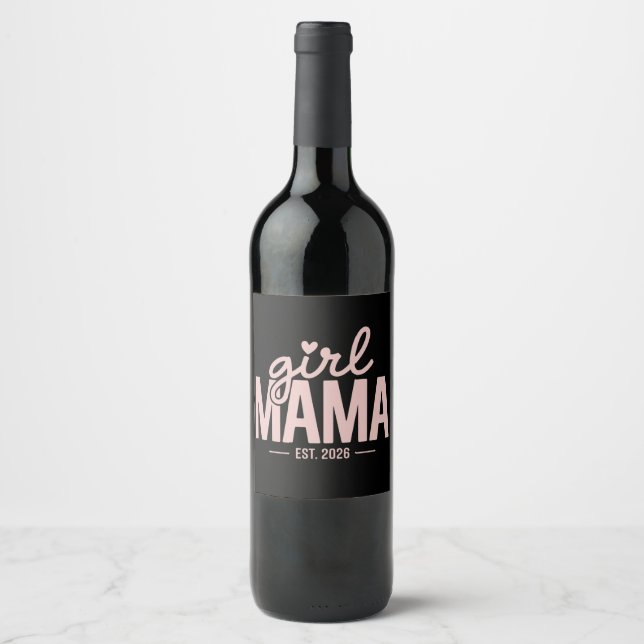 Rótulo De Garrafa De Cerveja Girl Mama Est 2026 Pregnancy Reveal Mom To Be  (Frente)