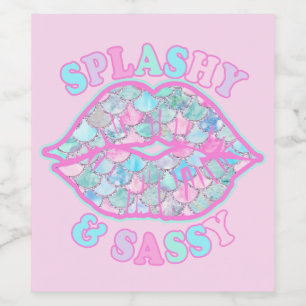 Rótulo De Garrafa De Cerveja Girly Splashy & Sassy Rosa Turquesa Beijo de Serei