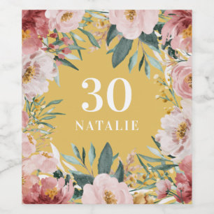 Rótulo De Garrafa De Cerveja Girly watercolor rosa, floral elegante