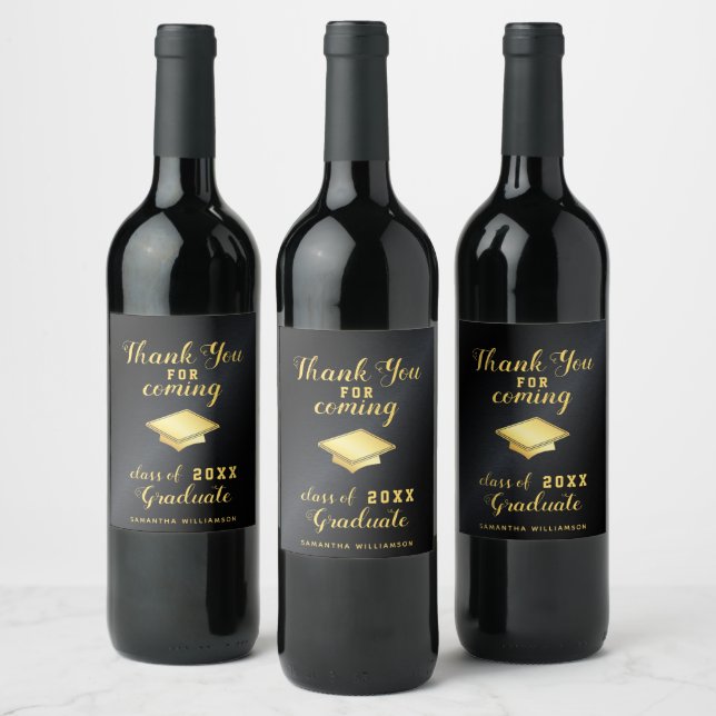 Rótulo De Garrafa De Cerveja Glam Black e Dourado Obrigado Graduação Personaliz (Garrafas)